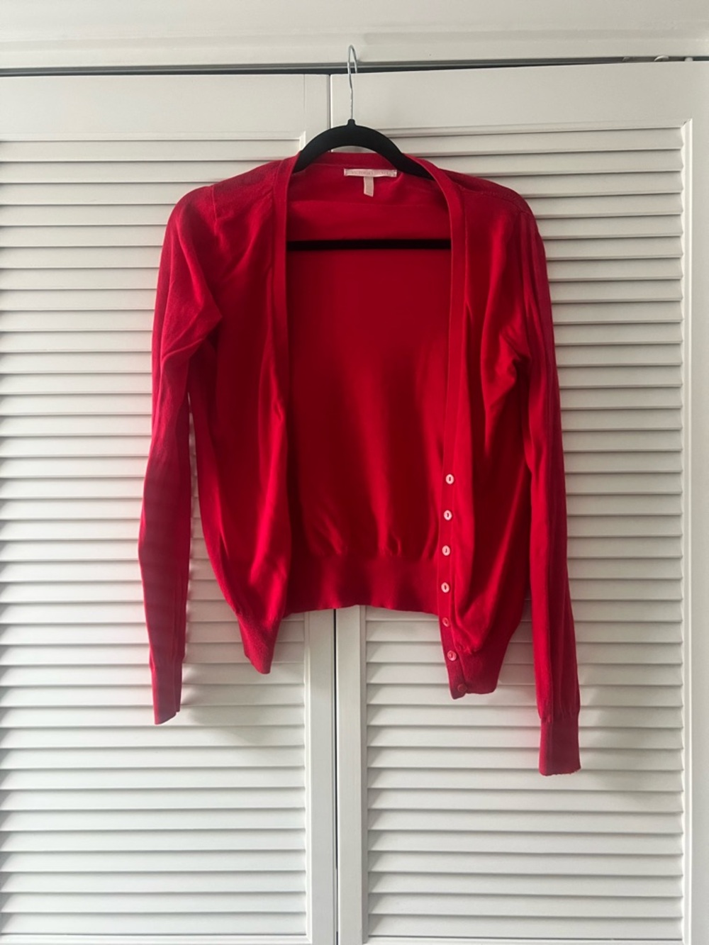Victoria's Secret Red Button-Accent Open Cardigan